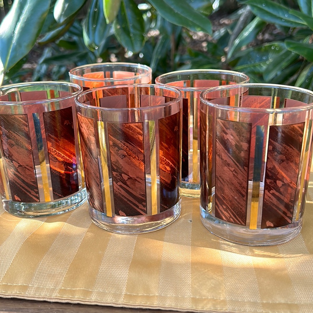 Libbey Wood Panel Bar Glasses